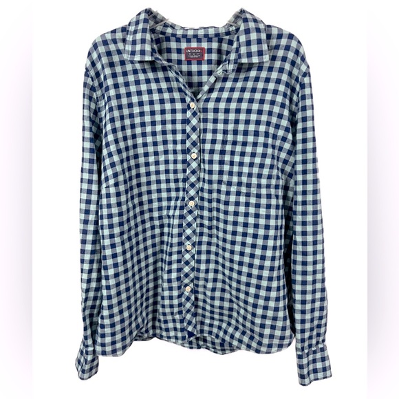 UNTUCKit Tops - UNTUCKit Women's Vanessa Blue Plaid Button Front Shirt- Size 12